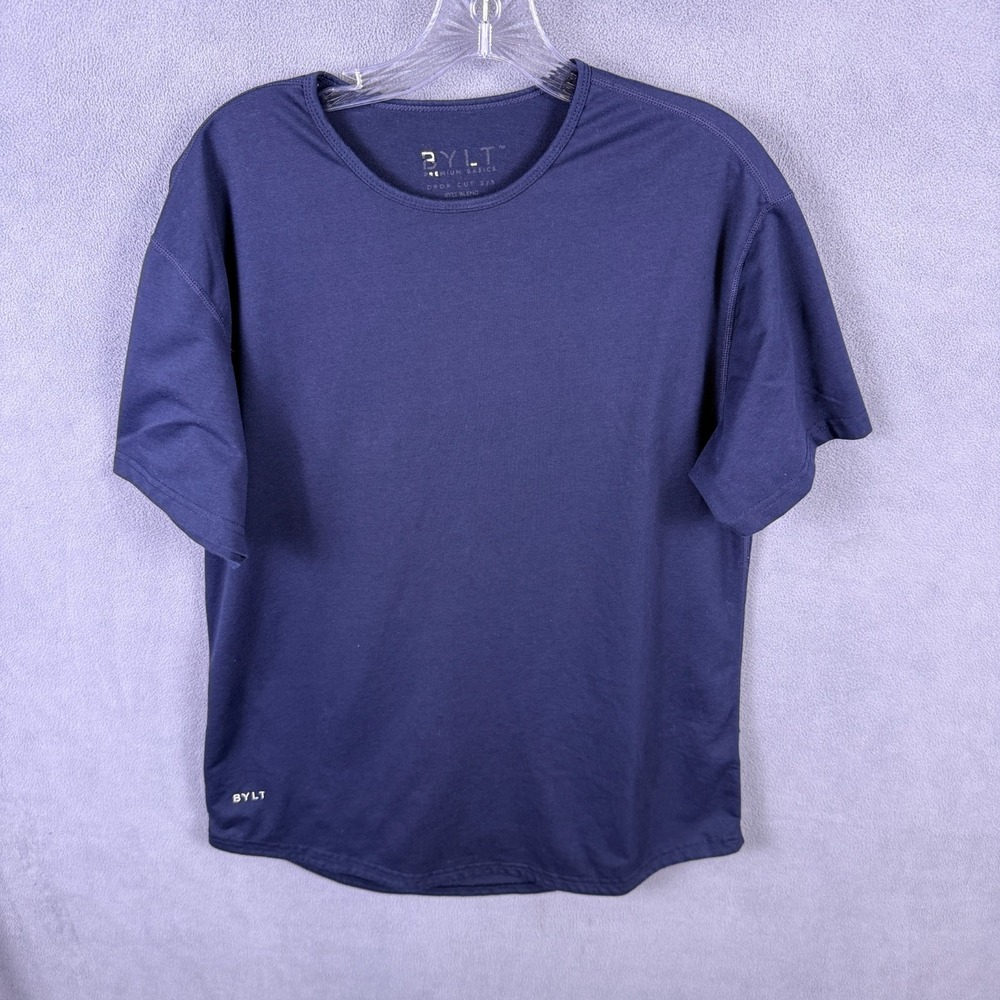 BYLT‎ Drop Cut Mens T Shirt  Large Blue Lux Premium Basics Performance Outdoors